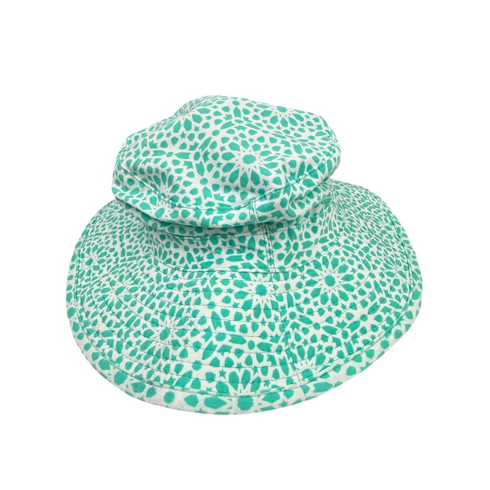 Coolibar Splashy Bucket Hat Kids 2T-3T Green Geometric Sun Protection Wide Brim - Picture 1 of 8